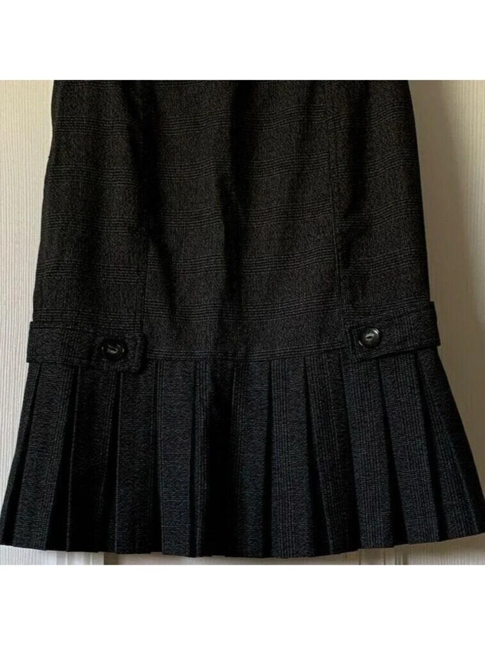 BCX Black Pleated Skirt with Button Detail